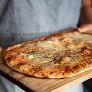 Pizza de muzzarella a la parrilla